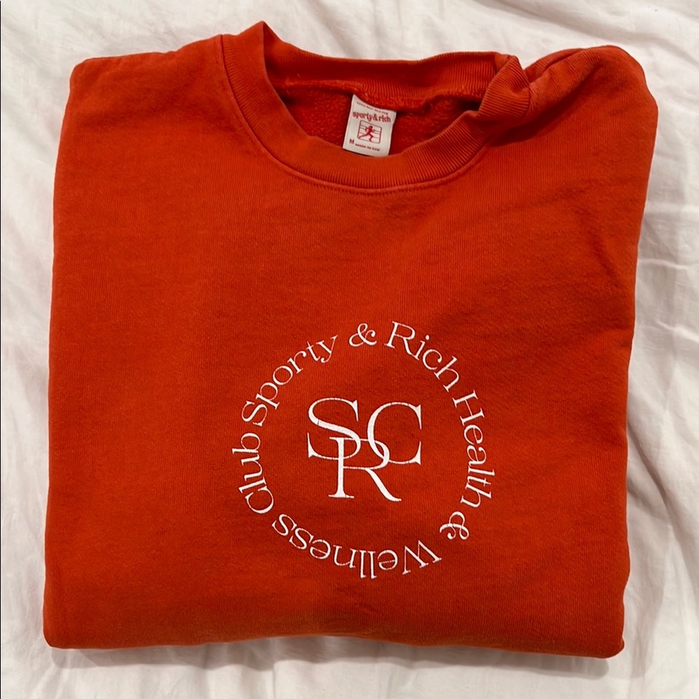 Sporty & Rich Crewneck Sweater - Red Orange